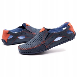 Olivier Pánské letní boty, mokasíny 901, tmavě modrá a červená modrý 3