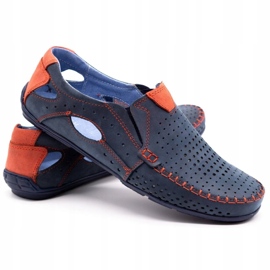 Olivier Pánské letní boty, mokasíny 901, tmavě modrá a červená modrý 2