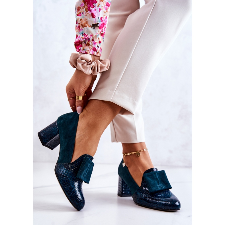 PA2 Diana Green semišové lodičky z hadí kůže zelená 2