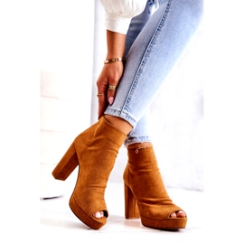 Sweet Shoes Boty Na Baru Otevřené Prsty Camel Adore pomerančový 2