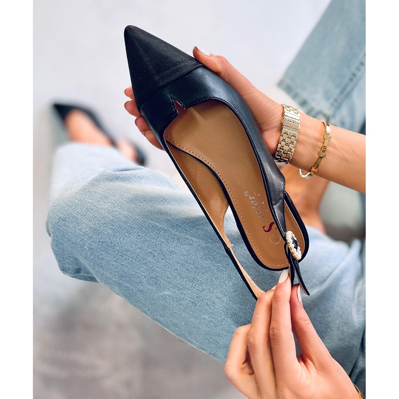 Seastar Balerínky s otevřeným podpatkem od Sanaz Black černá 2