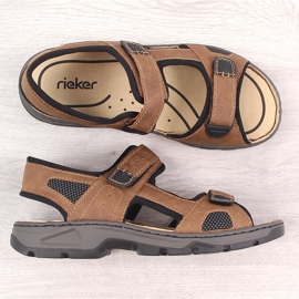 Pohodlné pánské hnědé sandály na suchý zip Rieker 26156-25 hnědý 3