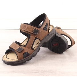 Pohodlné pánské hnědé sandály na suchý zip Rieker 26156-25 hnědý 4