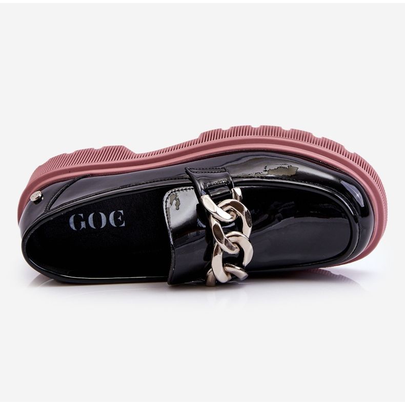 Patentované mokasíny s řetízkem GOE LL2N4039 černo-fialové černá 1