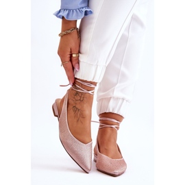 Béžové Vázané Baleríny S Kamínky Mavis hnědý 1