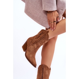 FB1 Dámské semišové kovbojské boty na zip hnědé Lanna hnědý 2