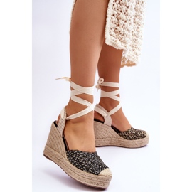 Šněrovací dámské sandály na klínu černá Josephine černý 2