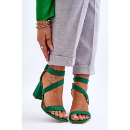 FB2 Dámské semišové sandály na vysokém podpatku Green Lanes zelená 1