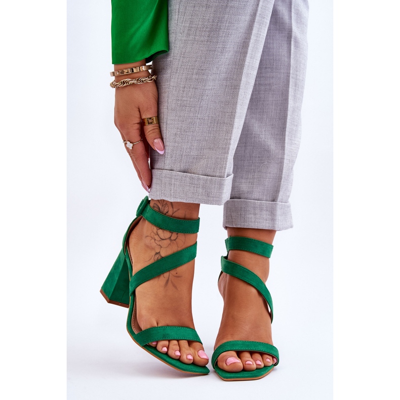 FB2 Dámské semišové sandály na vysokém podpatku Green Lanes zelená 1