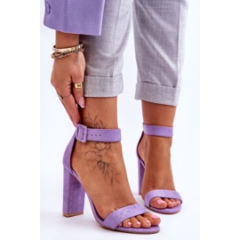 Semišové sandály na vysokém podpatku Purple Jacqueline fialová 1