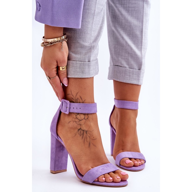Semišové sandály na vysokém podpatku Purple Jacqueline fialová 1