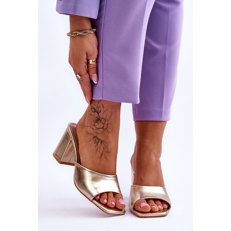 Dámské kožené klasické pantofle Golden Loara zlatý 1