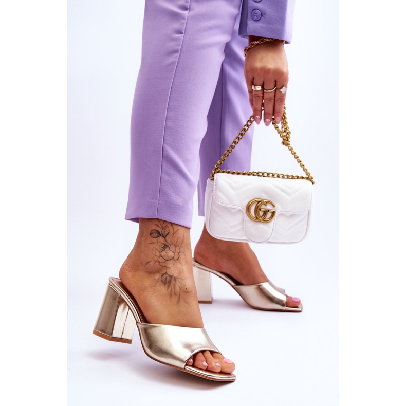 Dámské kožené klasické pantofle Golden Loara zlatý 2