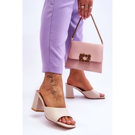 Dámské klasické pantofle Loara béžové kůže béžový 2