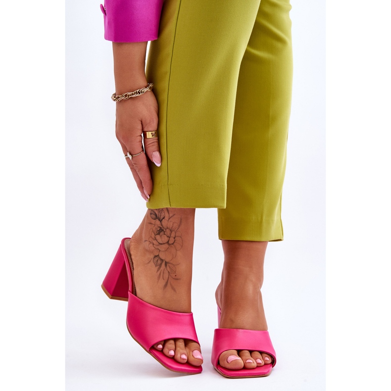 FJ1 Dámské kožené klasické pantofle Fuchsia Loara růžový 1