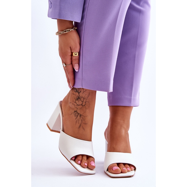 FJ1 Dámské kožené klasické pantofle bílé Loara bílý 1