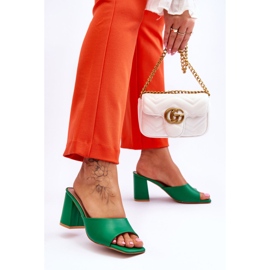 Dámské klasické pantofle Loara Green Leather zelený 2