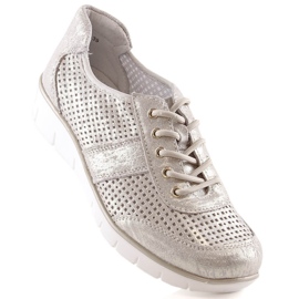 Kožená prolamovaná dámská sportovní obuv Filippo DP028 zlatý 1