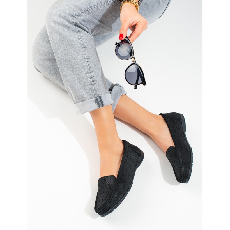 Dámské černé kožené mokasíny Vinceza černá 1