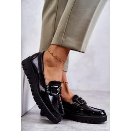 Sergio Leone Lakované Mokasíny Na Černé Platformě Kjersti černý 4