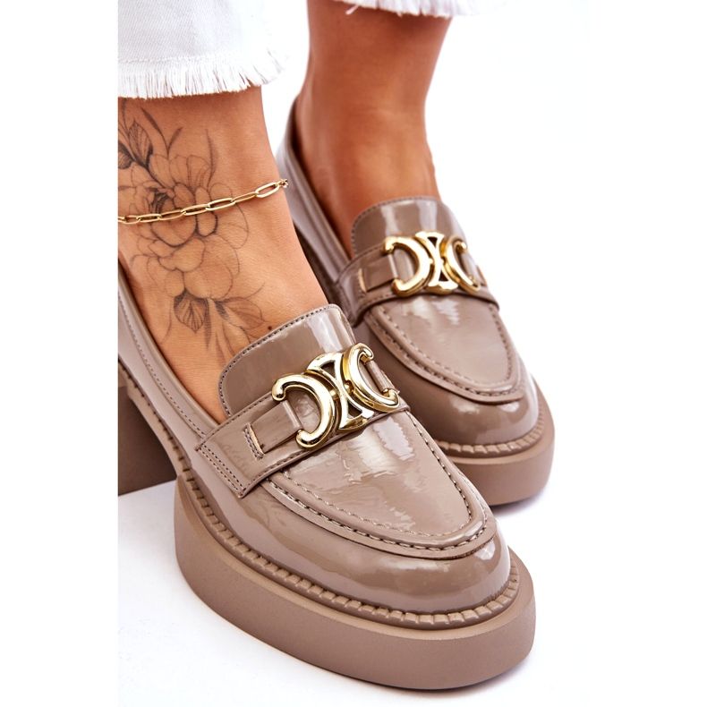 S.Barski Módní lodičky na masivních podpatcích béžové Imani béžový 3