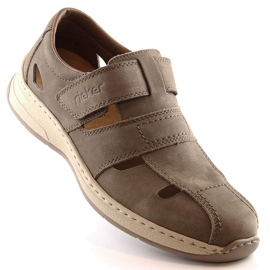 Letní kožené pánské světle hnědé boty Rieker 14369-25 béžový 1