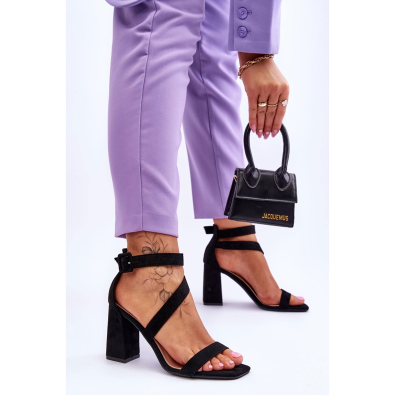 FB2 Dámské semišové sandály na vysokém podpatku Black Lanes černá 2