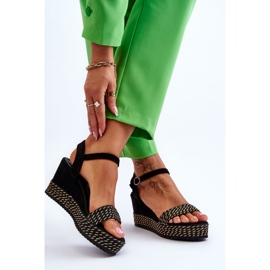 Klasické dámské sandály na klínu Black Malmo černá 2