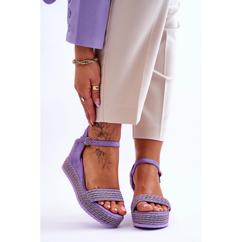 Klasické dámské sandály na klínu Purple Malmo fialový 1