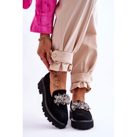 FB2 Dámské zdobené mokasíny na platformě Black Brenda černý 1