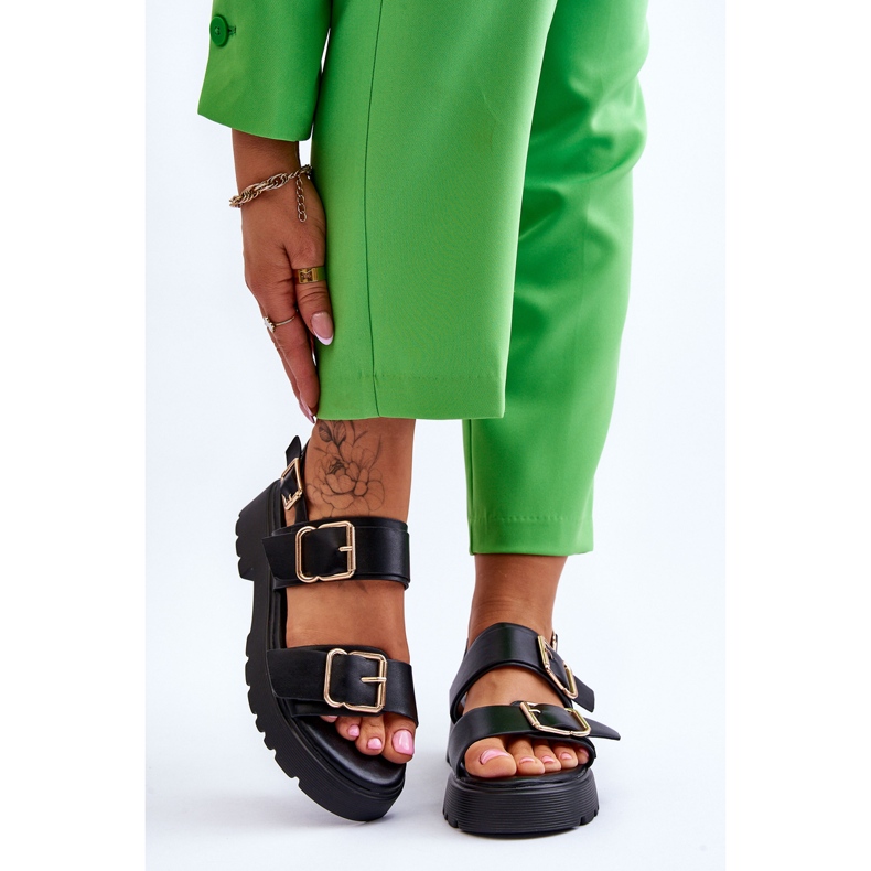 FB2 Kožené pohodlné sandály Black Alayah černá 1