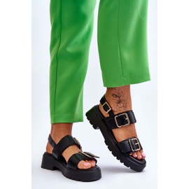 FB2 Kožené pohodlné sandály Black Alayah černý 2