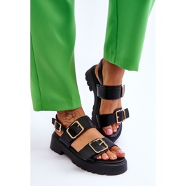 FB2 Kožené pohodlné sandály Black Alayah černá 3