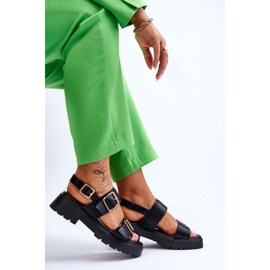 FB2 Kožené pohodlné sandály Black Alayah černá 5