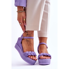 Klasické semišové sandály na klínku Purple Denisse fialová 1