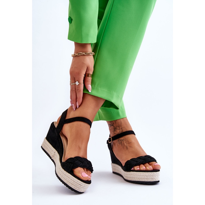 Klasické semišové sandály na klínu Černá Denisse 2 Klasické semišové sandály na klínu Černá Denisse 2