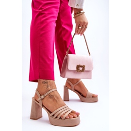 Dámské semišové sandály na platformě Béžová Verda hnědý 2