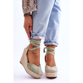 Dámské šněrovací sandály na klínku Bethany Green zelená 1