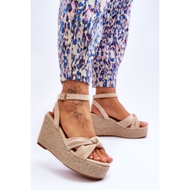Dámské sandály na klínu Béžová Kendall hnědý 2