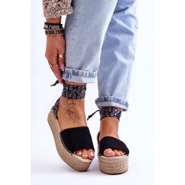 Semišové sandály na klínu Black Livia černá 1