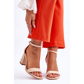 Dámské Sandály Na Stabilním Podpatku Béžová Lavissa hnědý 1