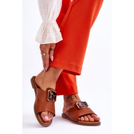 FJ1 Dámské pantofle s ozdobným prvkem Camel Leonia hnědý 2