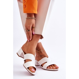 FJ1 Klasické kožené sandály na nízkém podpatku White Miley bílý 2