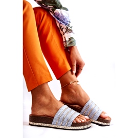 S.Barski Dámské klasické žabky s řetízkem, modré modrý 7