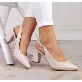 Dámské béžové lakované sandály Sergio Leone SK162 béžový 1