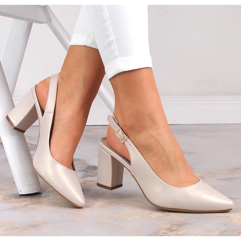 Dámské sandály na sloupku béžové perleťové Sergio Leone SK162 béžový 1