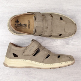Letní kožené pánské světle hnědé boty Rieker 14369-25 béžový 3