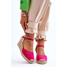 Fuchsia Cammer Suede Espadrilky sandály na klínu růžový 1