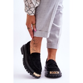 Klasické semišové mokasíny s černým zdobením Monaro černá 1