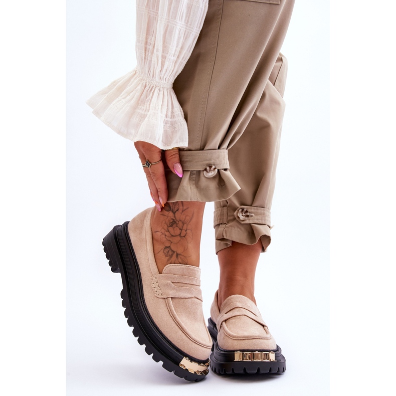 Klasické semišové mokasíny s béžovým zdobením Monaro 1